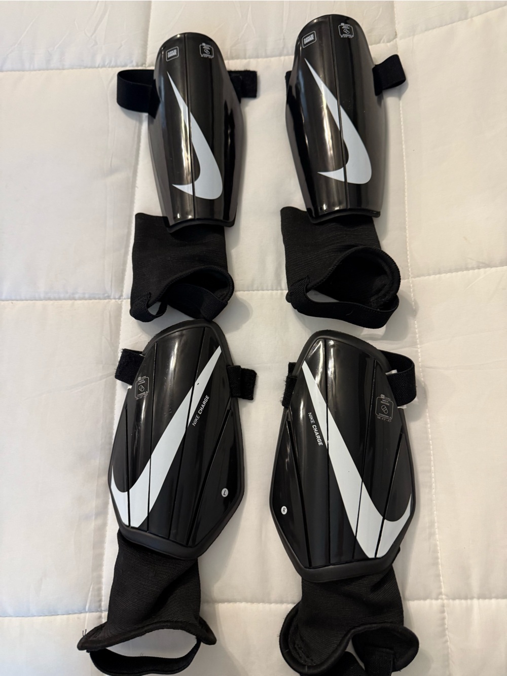 Nike Black and White Soccer Shin Guards- size Medium